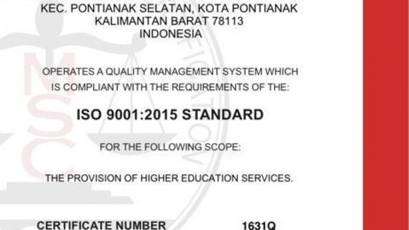 Sertifikat ISO 9001:2015 IAIN Pontianak