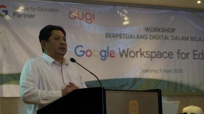 Direktur Jenderal Pendidikan Islam (Dirjen Pendis) M Ali Ramdhani menyampaikan kata sambutan dalam Workshop Berpetualang Digital Dalam Belajar yang be