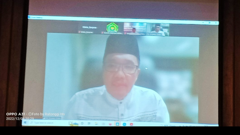 Plt Direktur PTKI Syafii menyampaikan Sambutan dalam Pembukaan Rakor dan Evaluasi KIP Kuliah melalui zoom meet