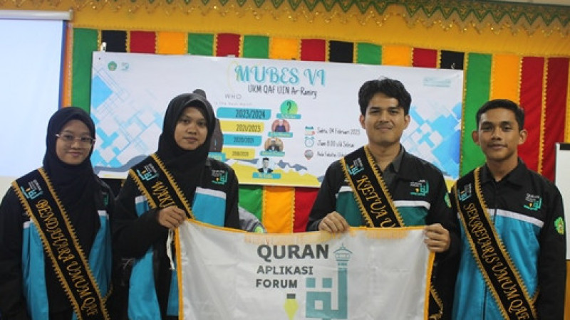 Muhajir Maulidi dan Siti Nurhabibah terpilih sebagai Ketua Umum dan Wakil Ketua Umum UKM Quran Aplikasi Forum (QAF) UIN Ar-Raniry Banda Aceh periode 2