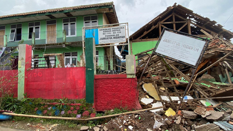 Salah satu madrasah di Cianjur terdampak gempa