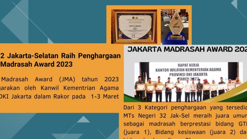 MTsN 32 Jakarta Raih Juara Umum Jakarta Madrasah Award 2023