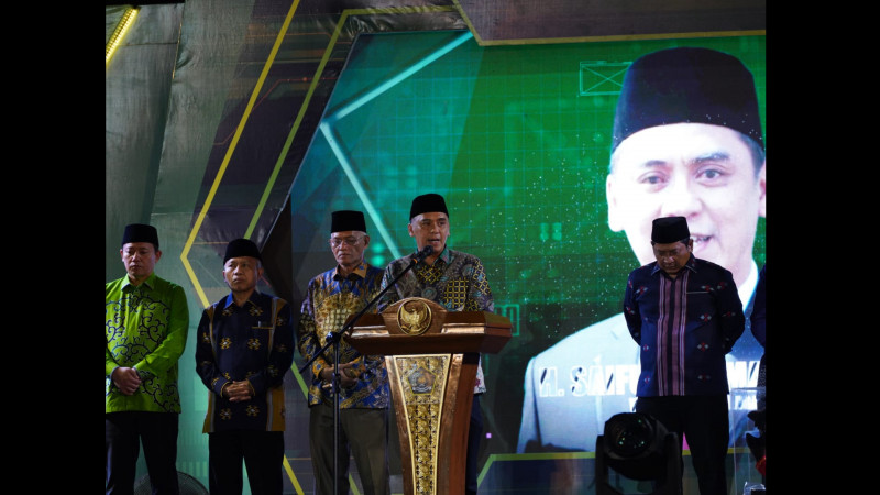 Wakil Menteri Agama (Wamenag), Saiful Rahmat Dasuki saat menyampaikan sambutan Menteri Agama pada pembukaan KSM 2023