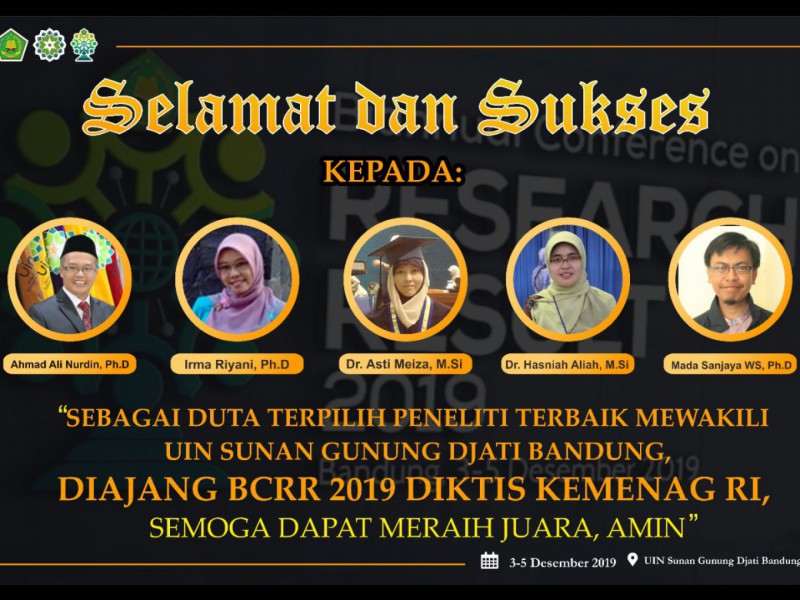 5 Dosen UIN SGD Bandung Masuk Nomine Peneliti Terbaik BC Research Result 2019