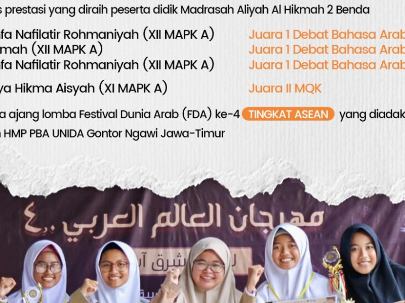 MA AL Hikmah 2 Brebes Berhasil Raih Juara Debat Bahasa Arab Tingkat ASEAN
